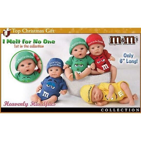 Set of 3 2008 Ashton Drake Heavenly Handfuls M&M Baby Dolls 6” - Picture 8 of 8